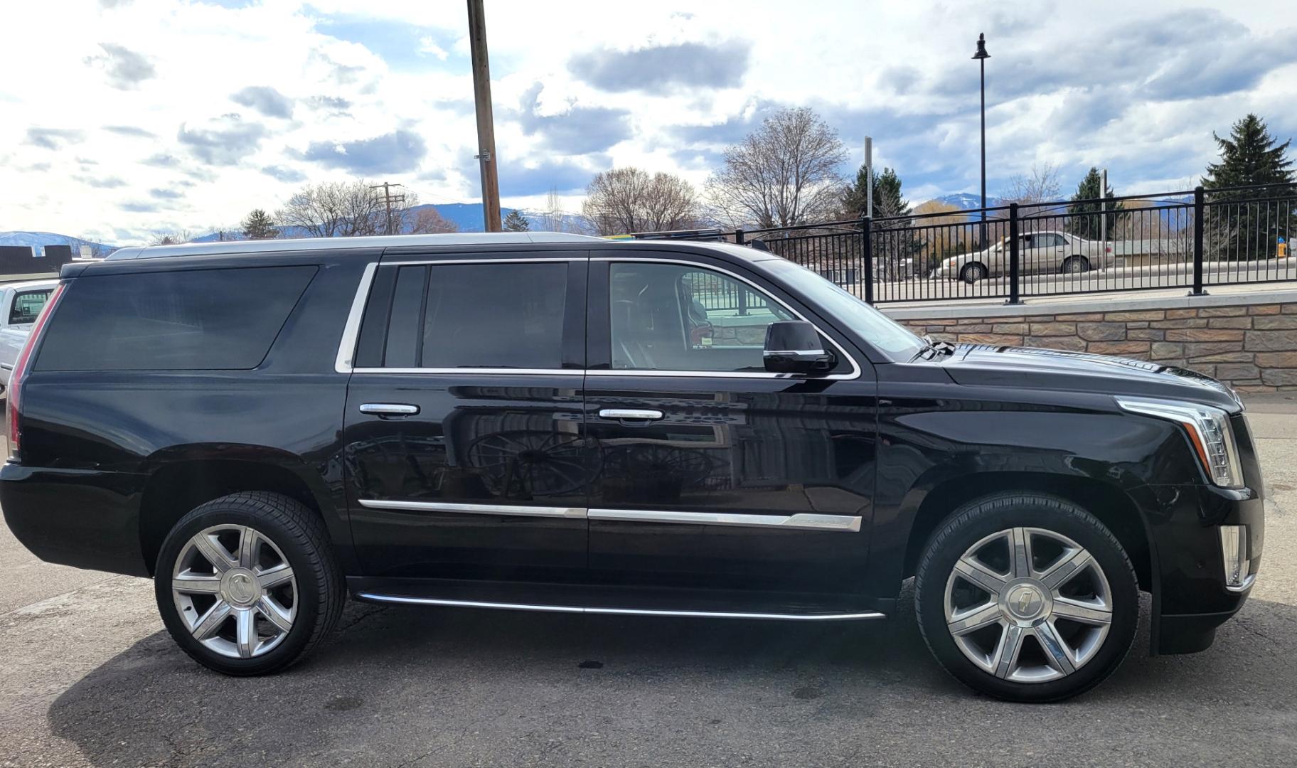 2018 Black /Black Cadillac Escalade ESV (1GYS4HKJ4JR) with an 6.2L V8 engine, 10 Speed Auto transmission, located at 450 N Russell, Missoula, MT, 59801, (406) 543-6600, 46.874496, -114.017433 - Beautiful Black Caddy SUV. 4 Wheel Drive. 6.2L V8 Engine. 10 Speed Automatic Transmission. 3rd Row Seating. Heated and Cooled Leather Seats. Navigation. Bluetooth. Backup Camera. Runningboards. Air Cruise Tilt. Power Windows and Locks. - Photo#4